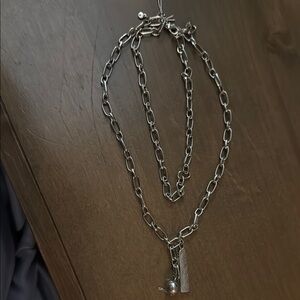 bp Silver Double Chain Necklace with charms NWT